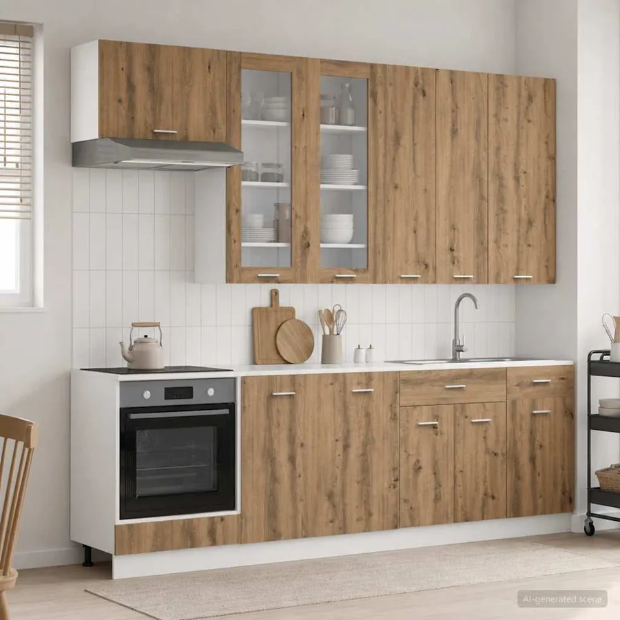 Unité de cuisine LYON 8 pcs Chêne artisanal Bois d'ingénierie