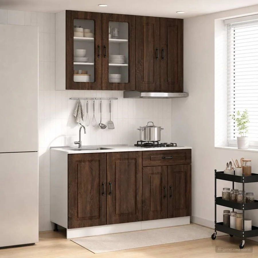 Unité de cuisine KALMAR 4 pcs Chêne brun Bois d'ingénierie