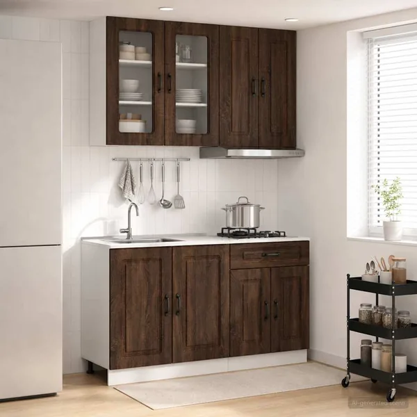 Unité de cuisine KALMAR 4 pcs Chêne brun Bois d'ingénierie