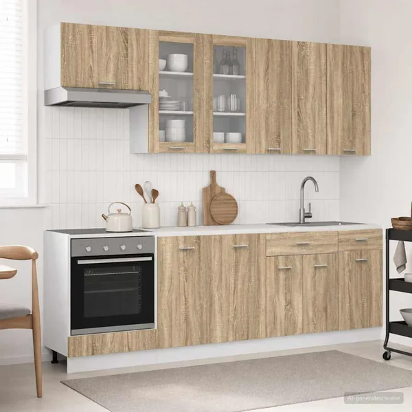 Unité de cuisine LYON 8 pcs Chêne Sonoma Bois d'ingénierie