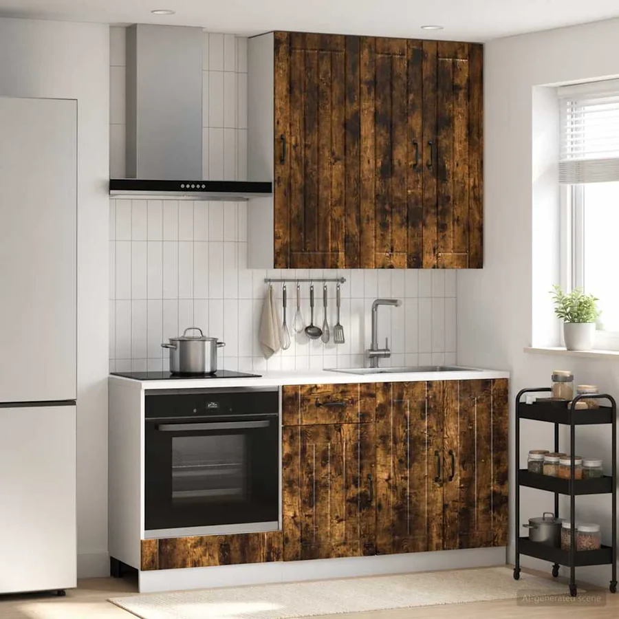 Unité de cuisine LUCCA 5 pcs Chêne fumé Bois d'ingénierie