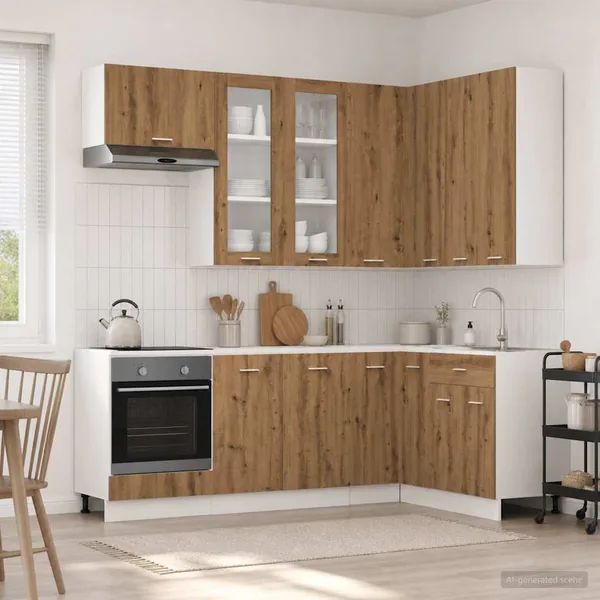 Unité de cuisine LYON 8 pcs Chêne artisanal Bois d'ingénierie