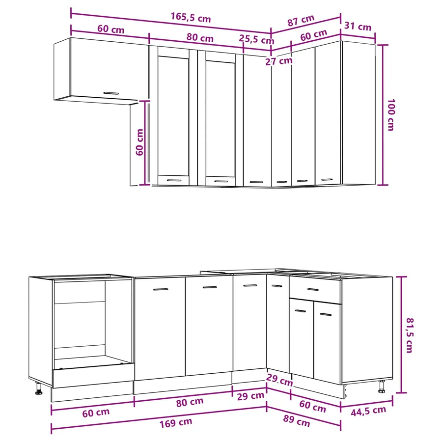 Unité de cuisine LYON 8 pcs Chêne artisanal Bois d'ingénierie - 9
