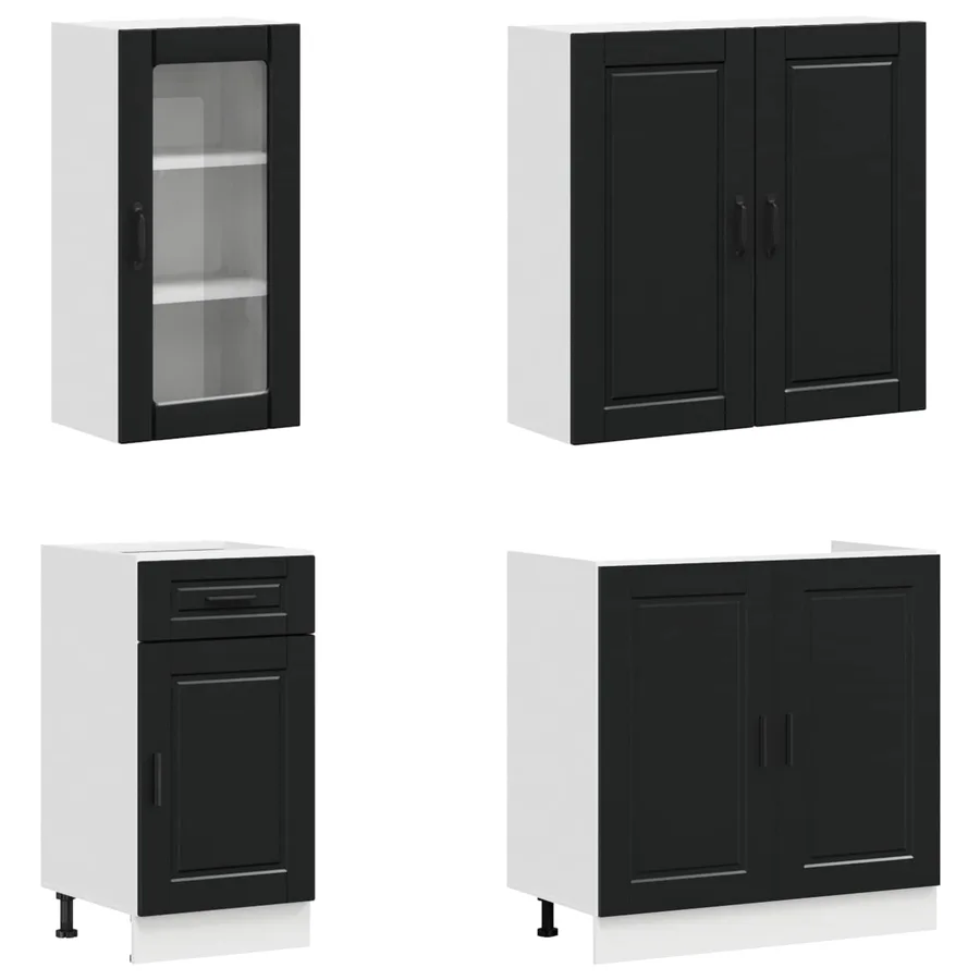 Unité de cuisine PORTO 8 pcs Noir Bois d'ingénierie - 3