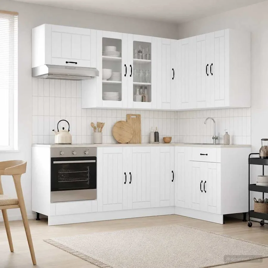 Unité de cuisine LUCCA 8 pcs Blanc brillant Bois d'ingénierie