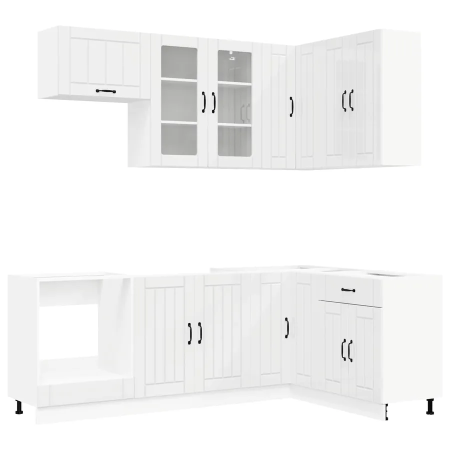 Unité de cuisine LUCCA 8 pcs Blanc brillant Bois d'ingénierie - 2