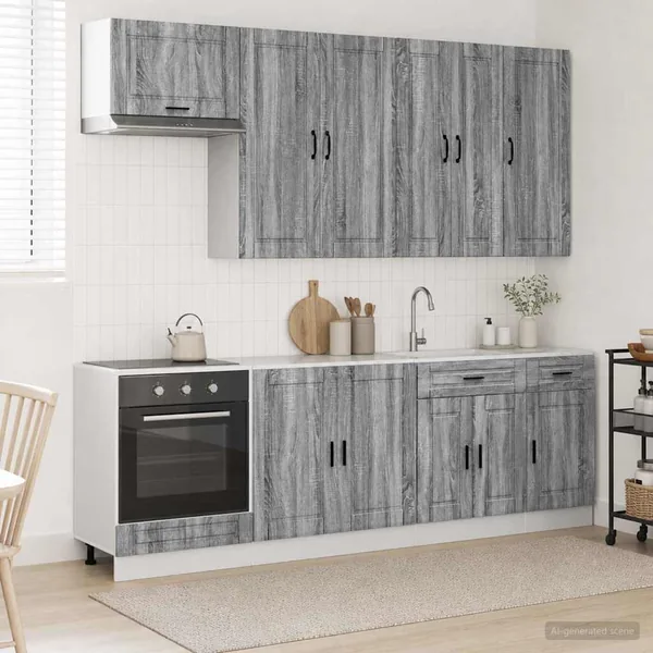 Unité de cuisine PORTO 8 pcs Sonoma gris Bois d'ingénierie