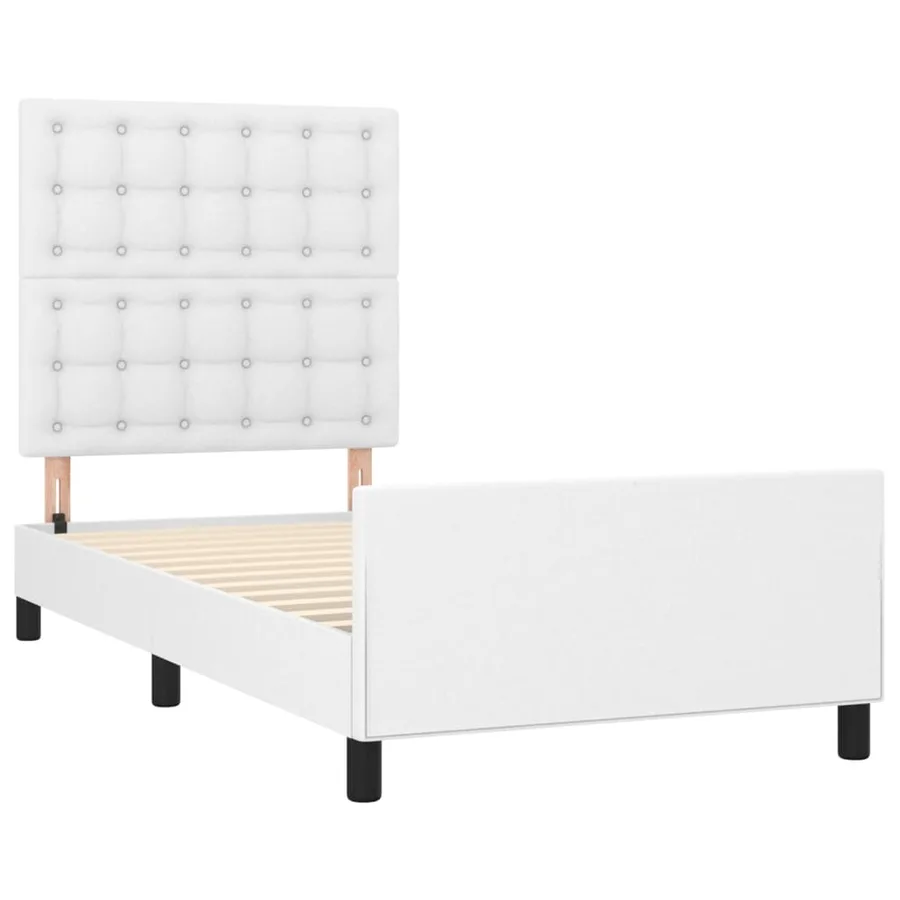 Cadre de lit sans matelas blanc 90x190 cm similicuir - 4