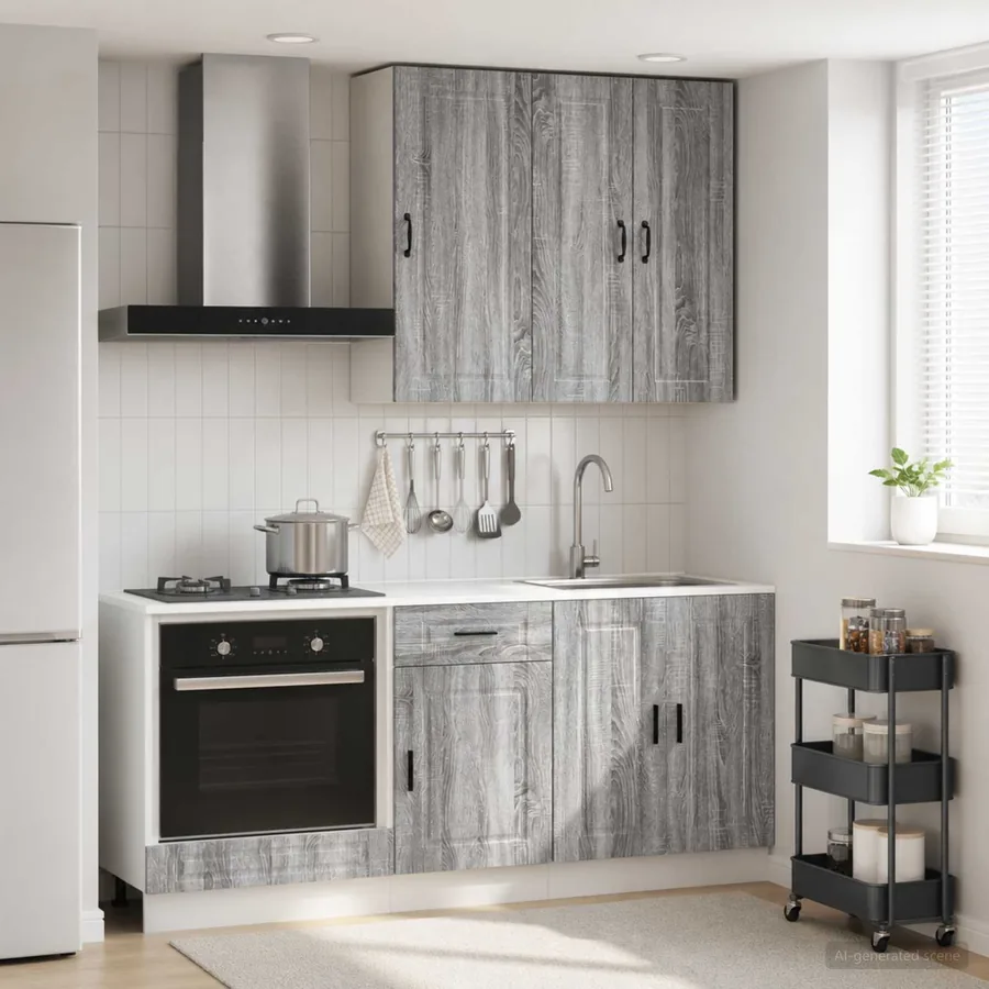 Unité de cuisine PORTO 5 pcs Sonoma gris Bois d'ingénierie