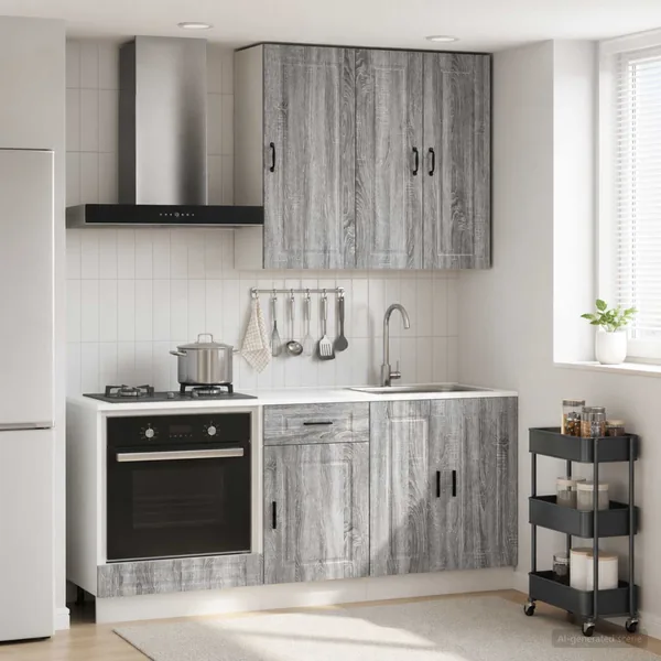 Unité de cuisine PORTO 5 pcs Sonoma gris Bois d'ingénierie