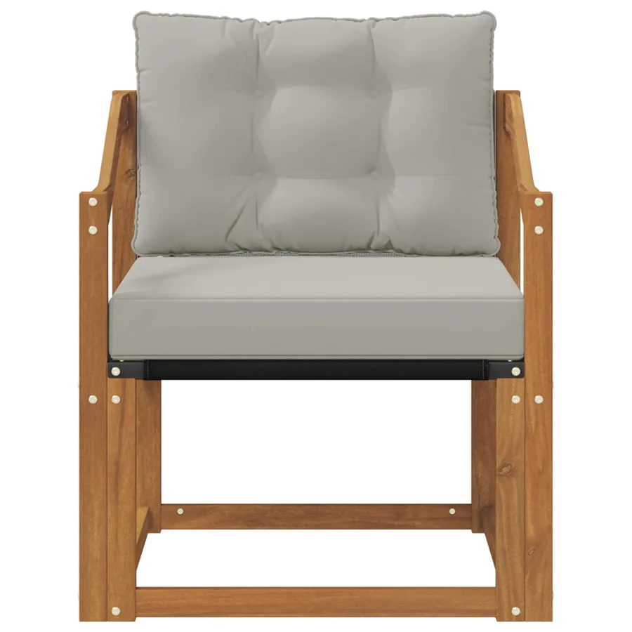 Canapé d’extérieur Bois d'Acacia Massif Gris Naturel et Clair - 5