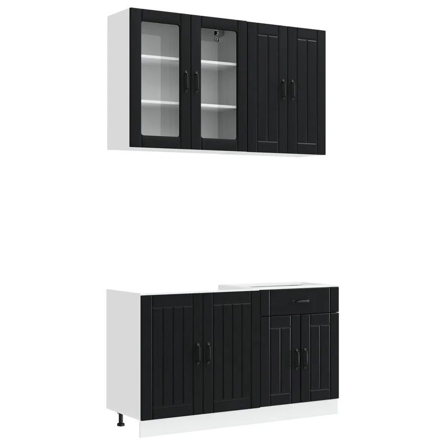 Unité de cuisine LUCCA 4 pcs Noir Bois d'ingénierie - 2