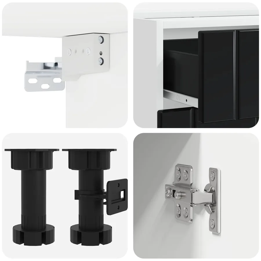 Unité de cuisine LUCCA 4 pcs Noir Bois d'ingénierie - 4