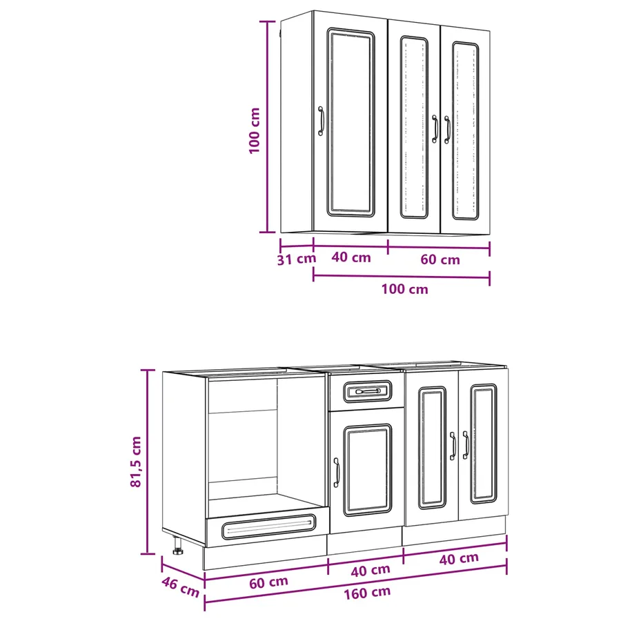 Unité de cuisine KALMAR 5 pcs Blanc Bois d'ingénierie - 8