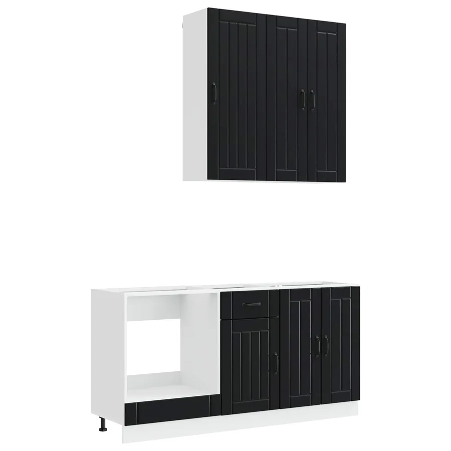 Unité de cuisine LUCCA 5 pcs Noir Bois d'ingénierie - 2