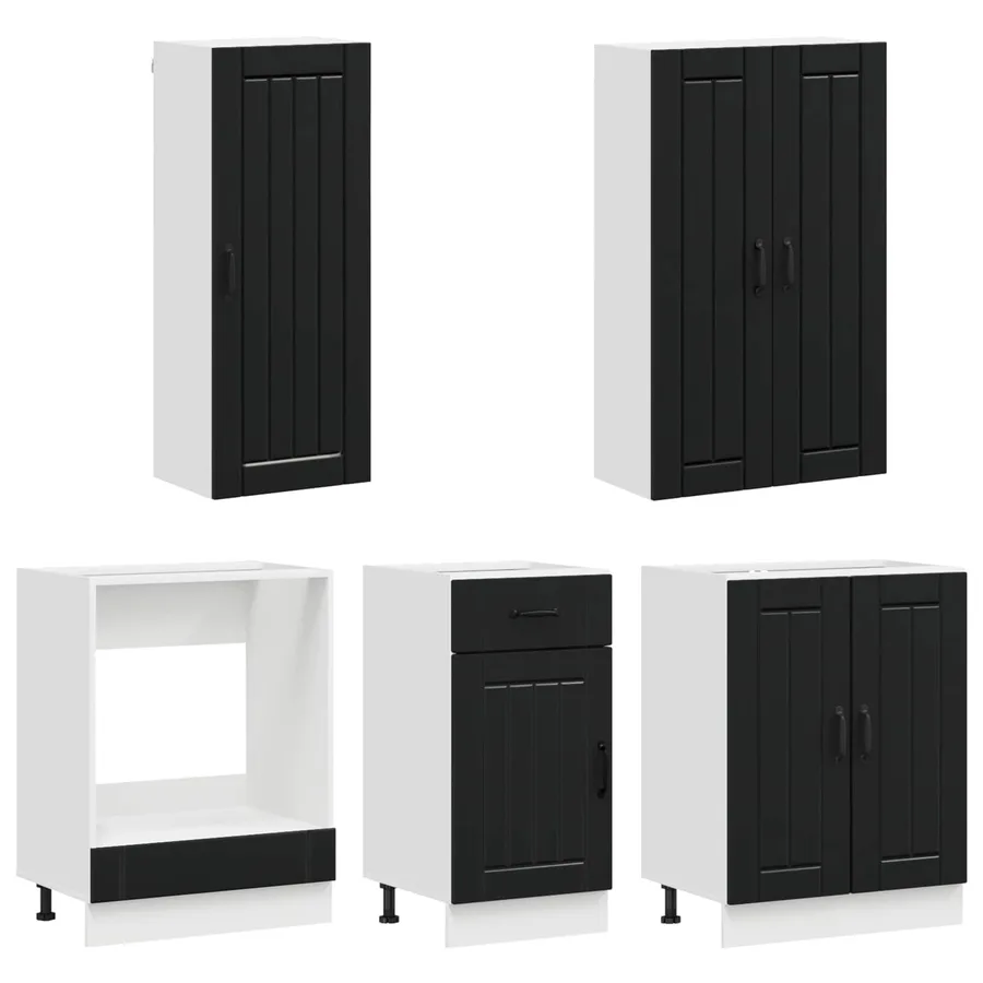 Unité de cuisine LUCCA 5 pcs Noir Bois d'ingénierie - 3
