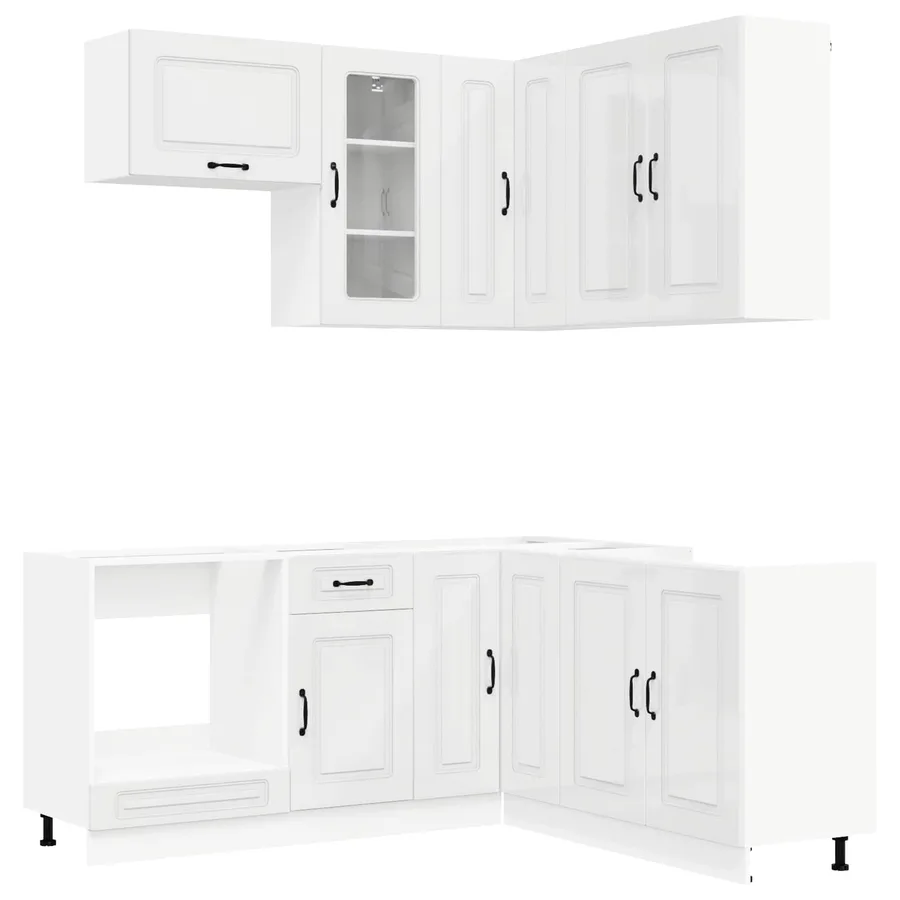 Unité de cuisine KALMAR 8 pcs Blanc brillant Bois d'ingénierie - 2