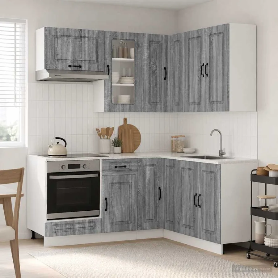 Unité de cuisine KALMAR 8 pcs Sonoma gris Bois d'ingénierie