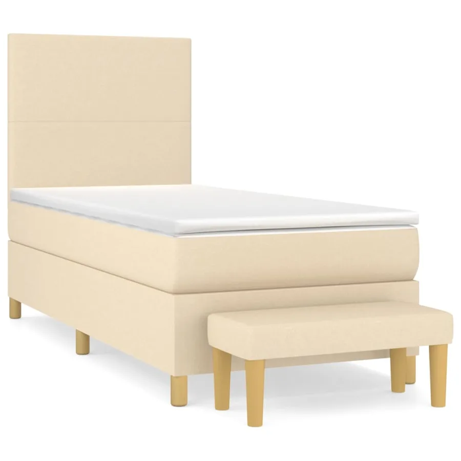 Sommier à lattes de lit avec matelas Crème 90x200 cm Tissu - 2