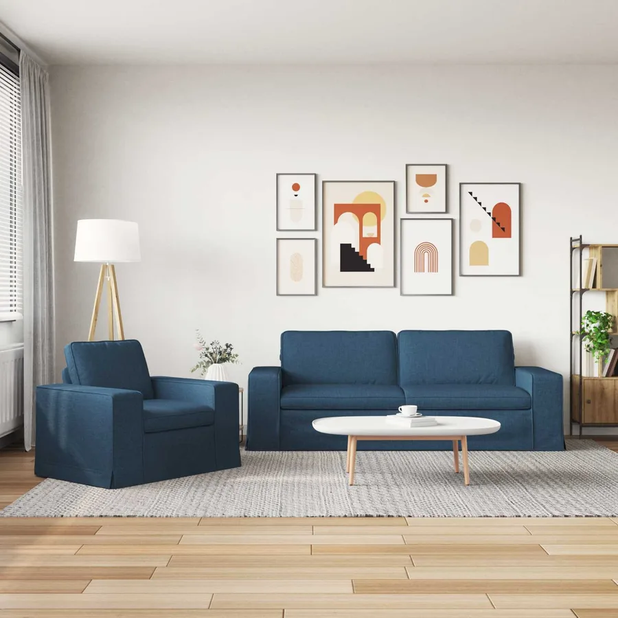 Ensemble de Canapés 2 pcs Bleu 222 x 80 x 82 cm tissu - 3