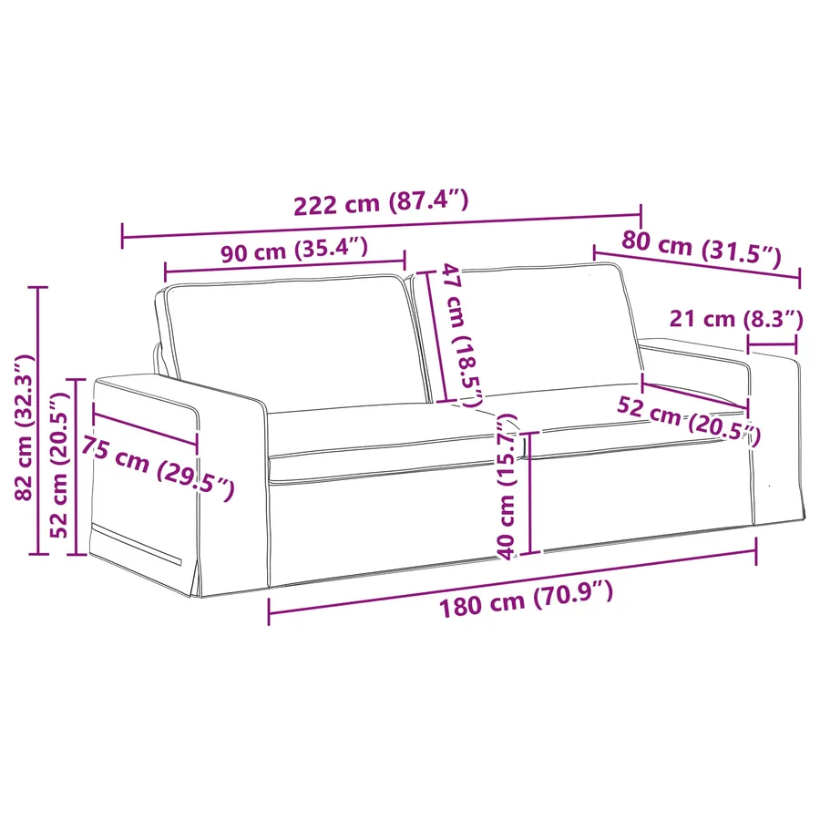 Ensemble de Canapés 2 pcs Bleu 222 x 80 x 82 cm tissu - 8