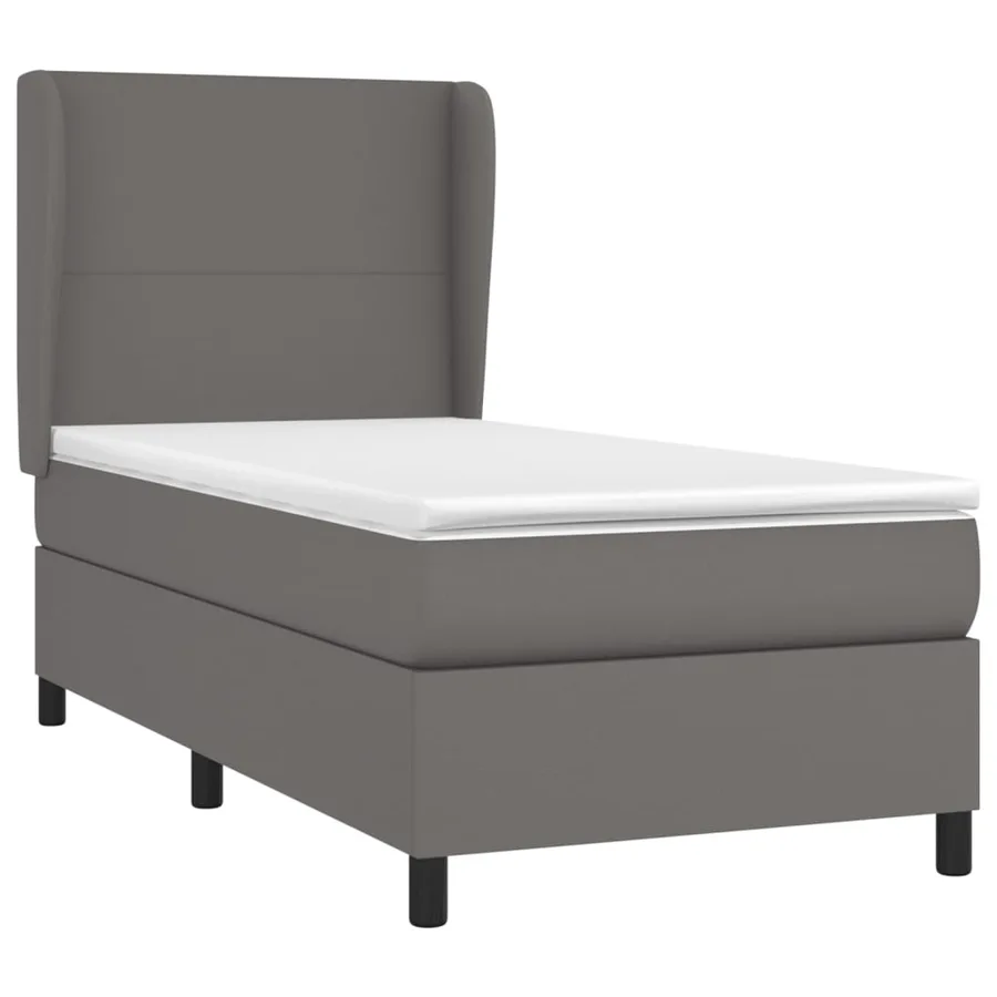 Sommier à lattes de lit avec matelas Gris 90x200 cm Similicuir - 3