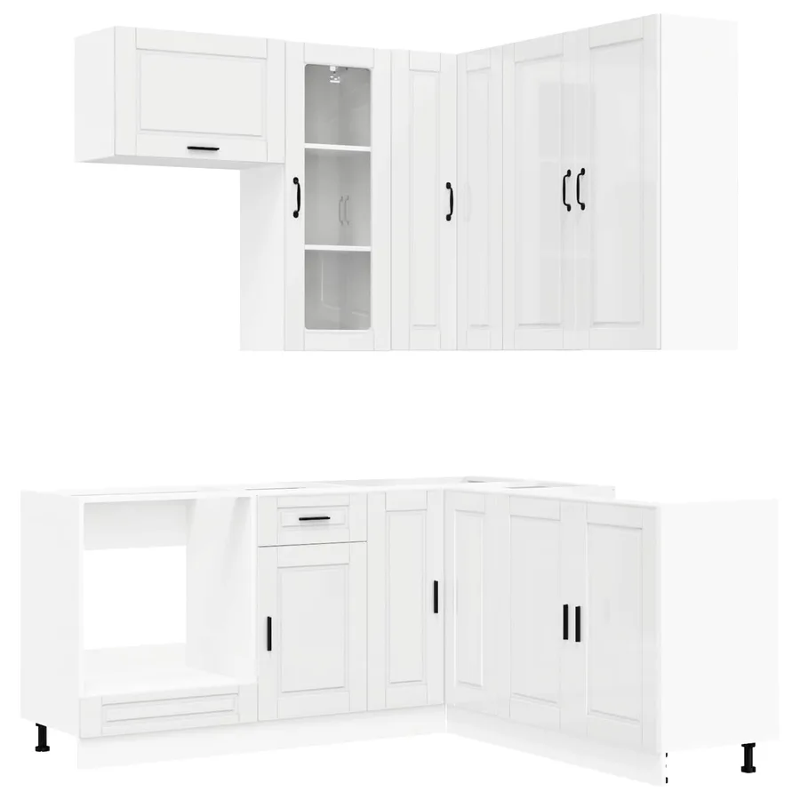 Unité de cuisine PORTO 8 pcs Blanc brillant Bois d'ingénierie - 2