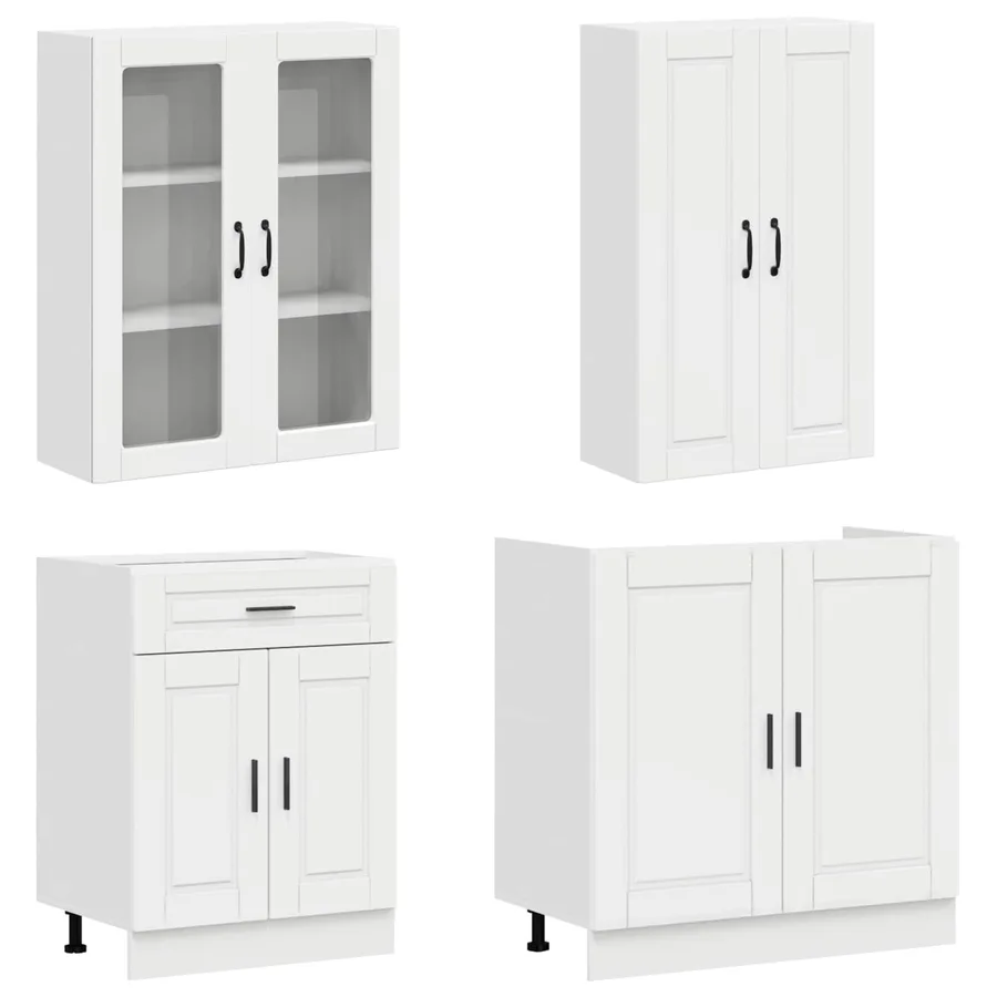 Unité de cuisine PORTO 4 pcs Blanc brillant Bois d'ingénierie - 3