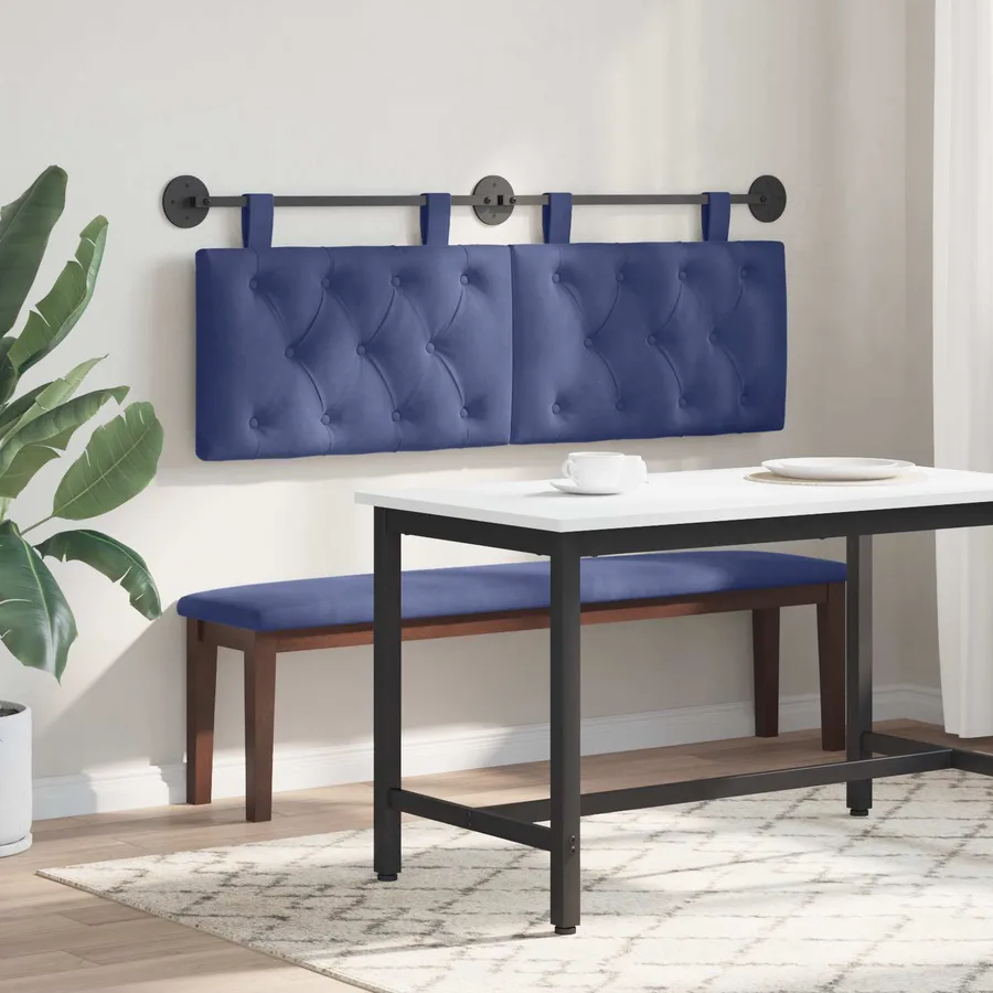 Tête de lit suspendue Avec lumière LED Bleu police Velours - 4
