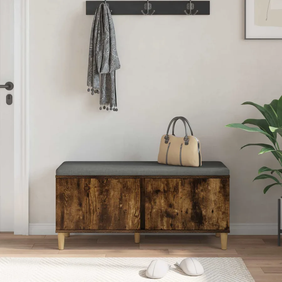 Banc d'entrée avec coussin Chêne Fumé 100 x 38 x 46 cm - 4