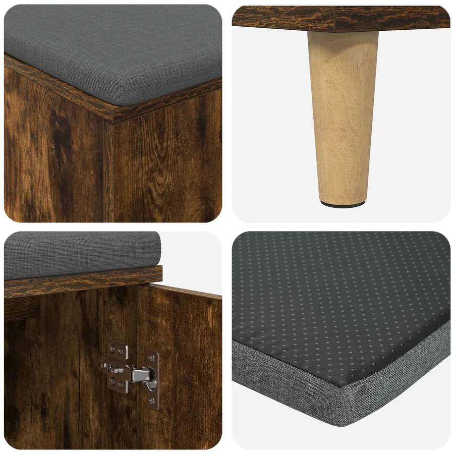 Banc d'entrée avec coussin Chêne Fumé 100 x 38 x 46 cm - 9
