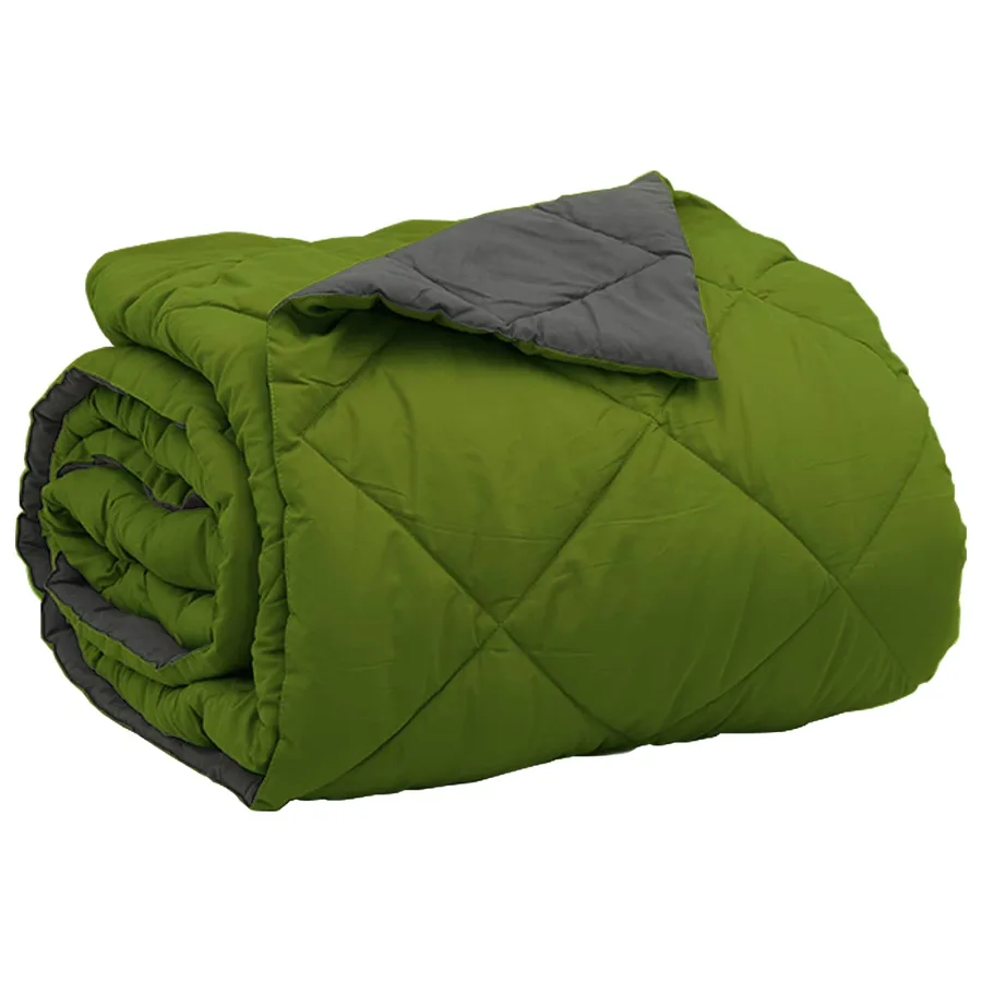 Duvet d'été simple Vert et Anthracite 220 x 200 cm Microfibre - 5