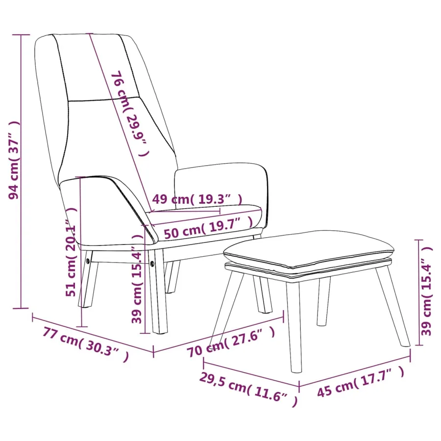 Chaise de relaxation avec repose-pied Gris clair Tissu - 10
