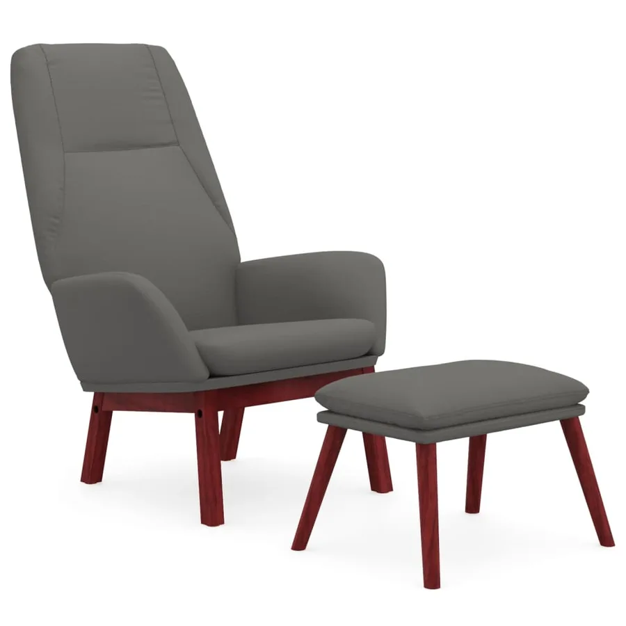 Chaise de relaxation avec repose-pied Gris clair Tissu - 2