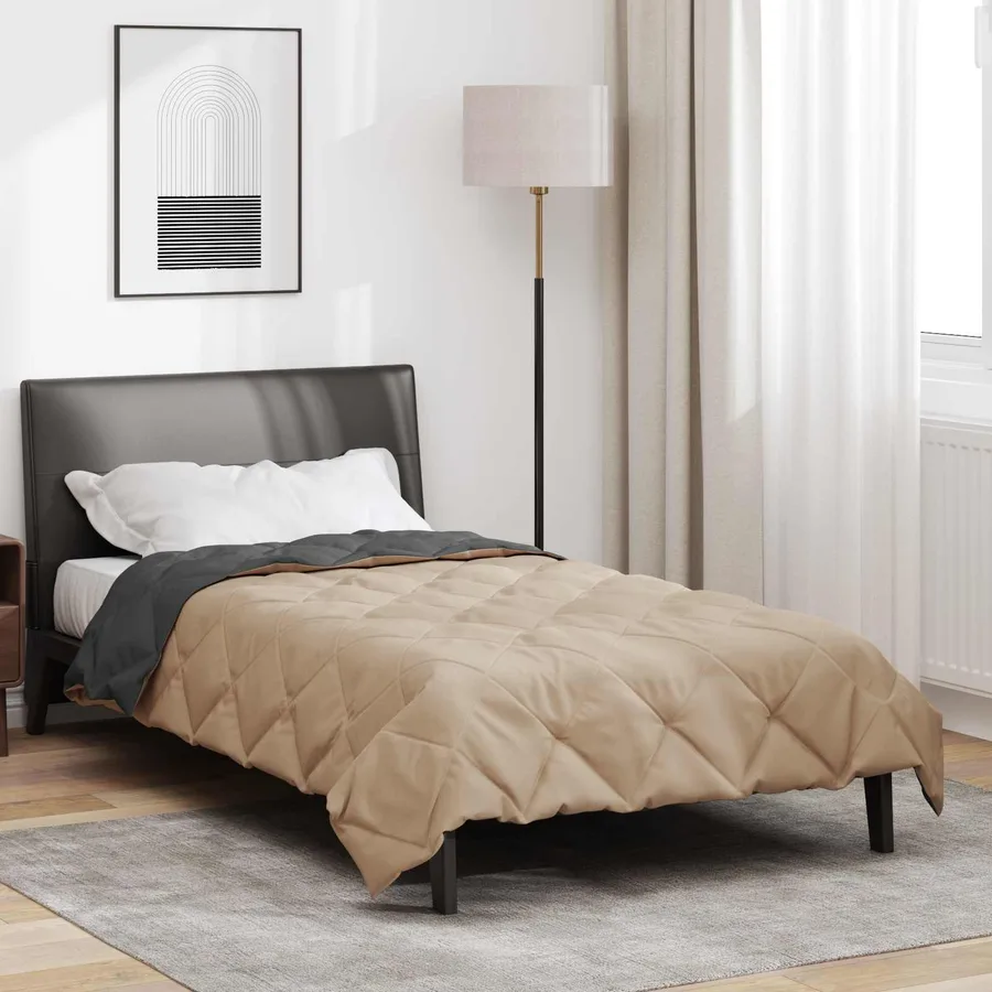 Duvet d'été simple Anthracite et Taupe 220 x 140 cm Microfibre - 4