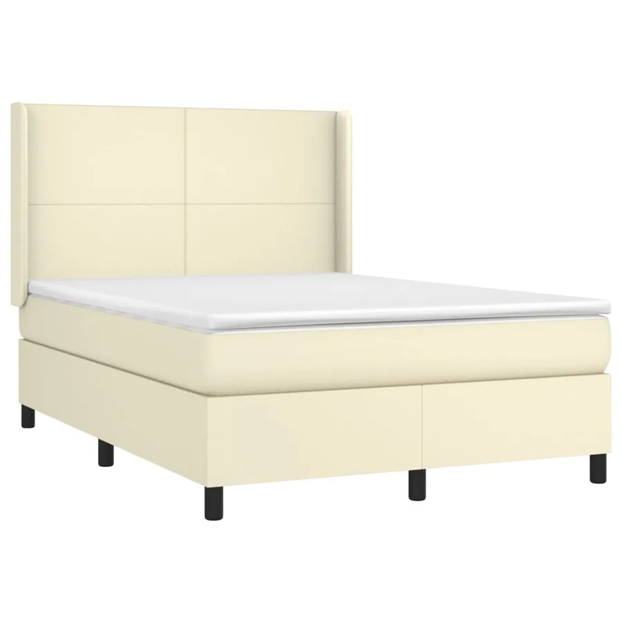 Sommier à lattes de lit matelas LED Crème 140x190 cm Similicuir - 4