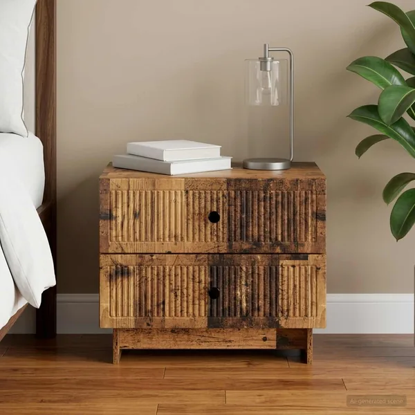 Cabinet de chevet avec tiroir Bois ancien 62 x 34,5 x 47,5 cm