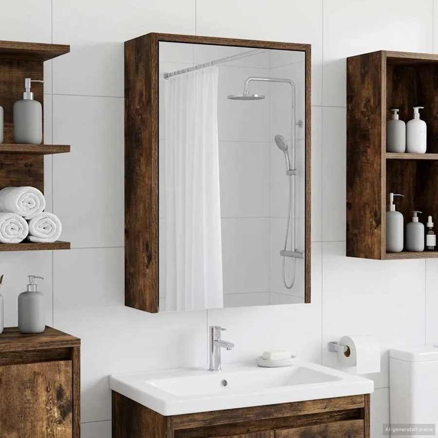 Armoire Miroir de Salle de Bain Chêne fumé 43 x 16 x 62.5 cm - 4