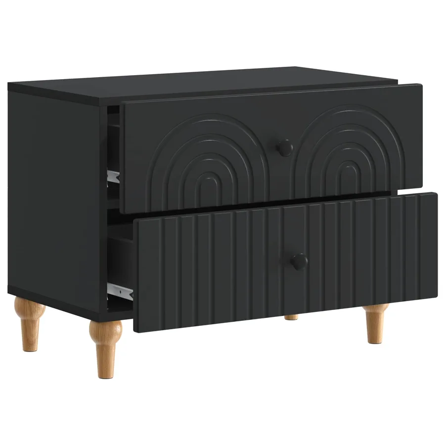 Cabinet de chevet Noir 62 x 34,5 x 48 cm Bois d'ingénierie - 4