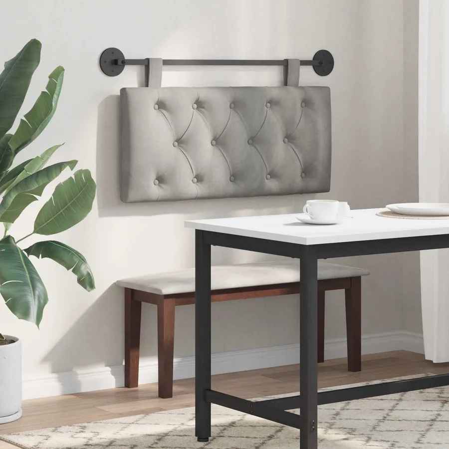 Tête de lit suspendue Avec lumière LED Gris clair Velours - 4