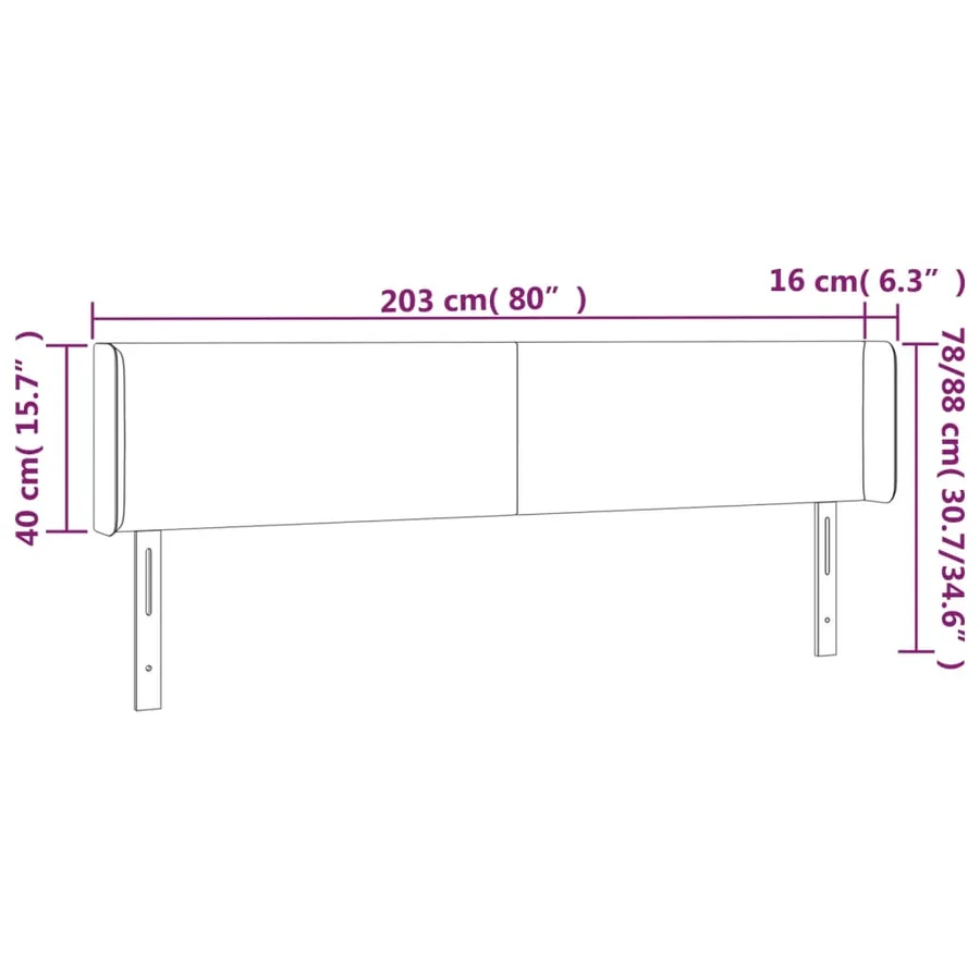 Tête de lit avec oreilles Bleu 203x16x78/88 cm Tissu - 9