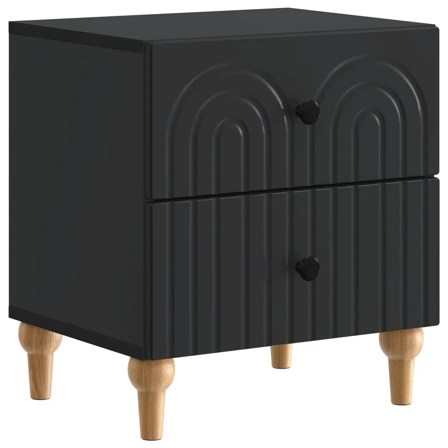 Cabinet de chevet Noir 43 x 34,5 x 48 cm Bois d'ingénierie - 2