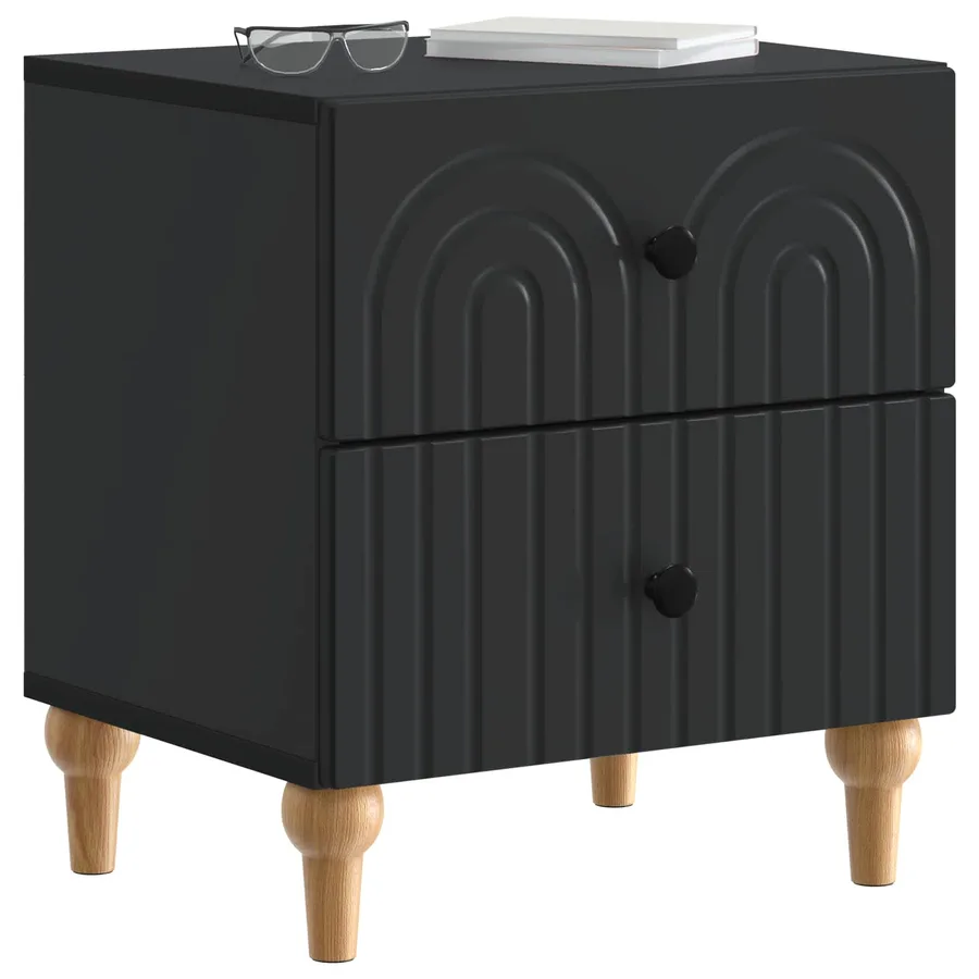 Cabinet de chevet Noir 43 x 34,5 x 48 cm Bois d'ingénierie - 3