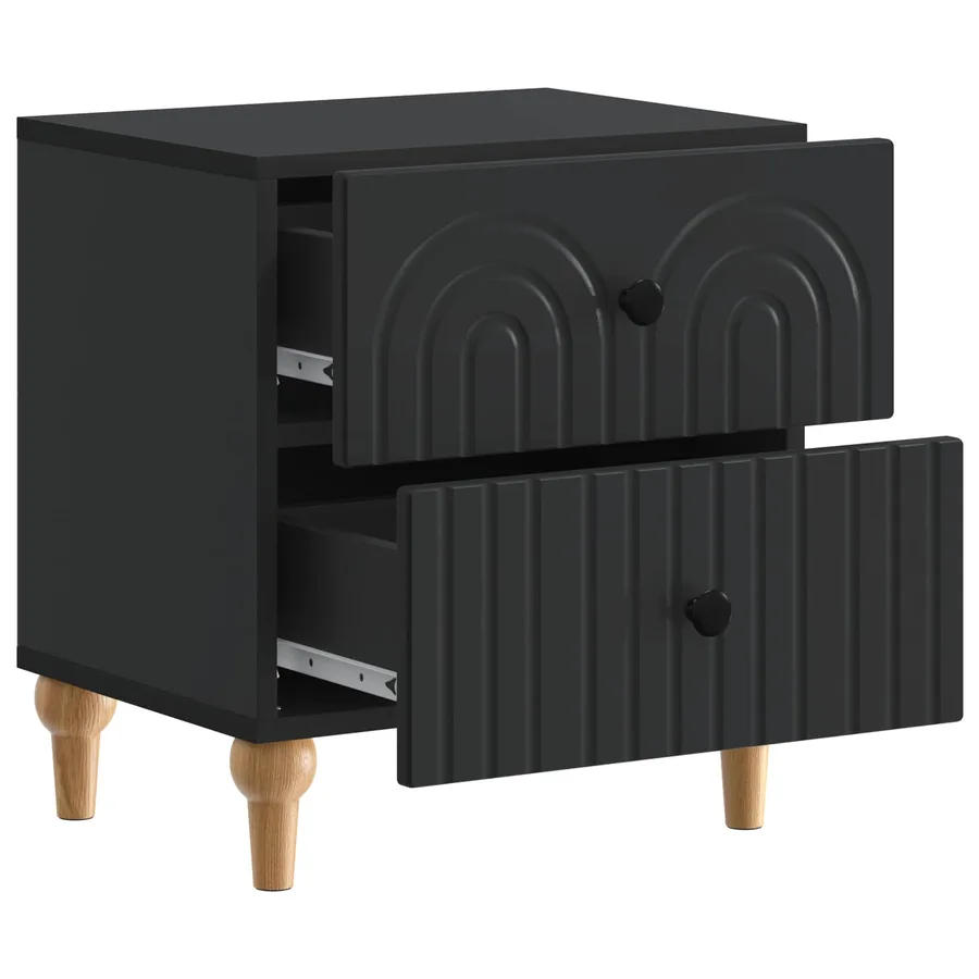 Cabinet de chevet Noir 43 x 34,5 x 48 cm Bois d'ingénierie - 4