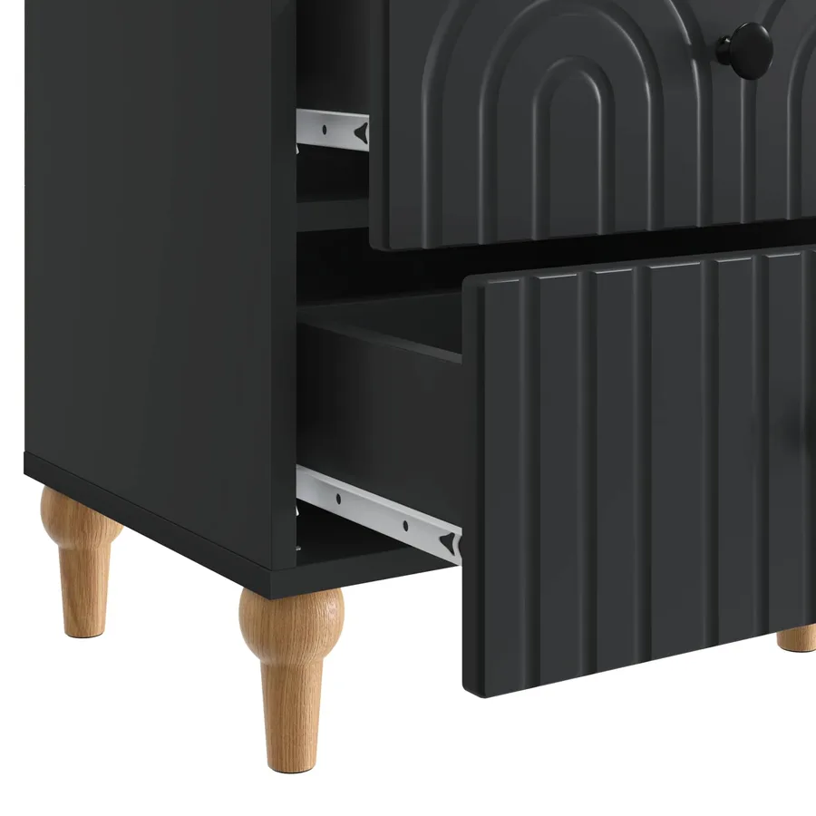 Cabinet de chevet Noir 43 x 34,5 x 48 cm Bois d'ingénierie - 9