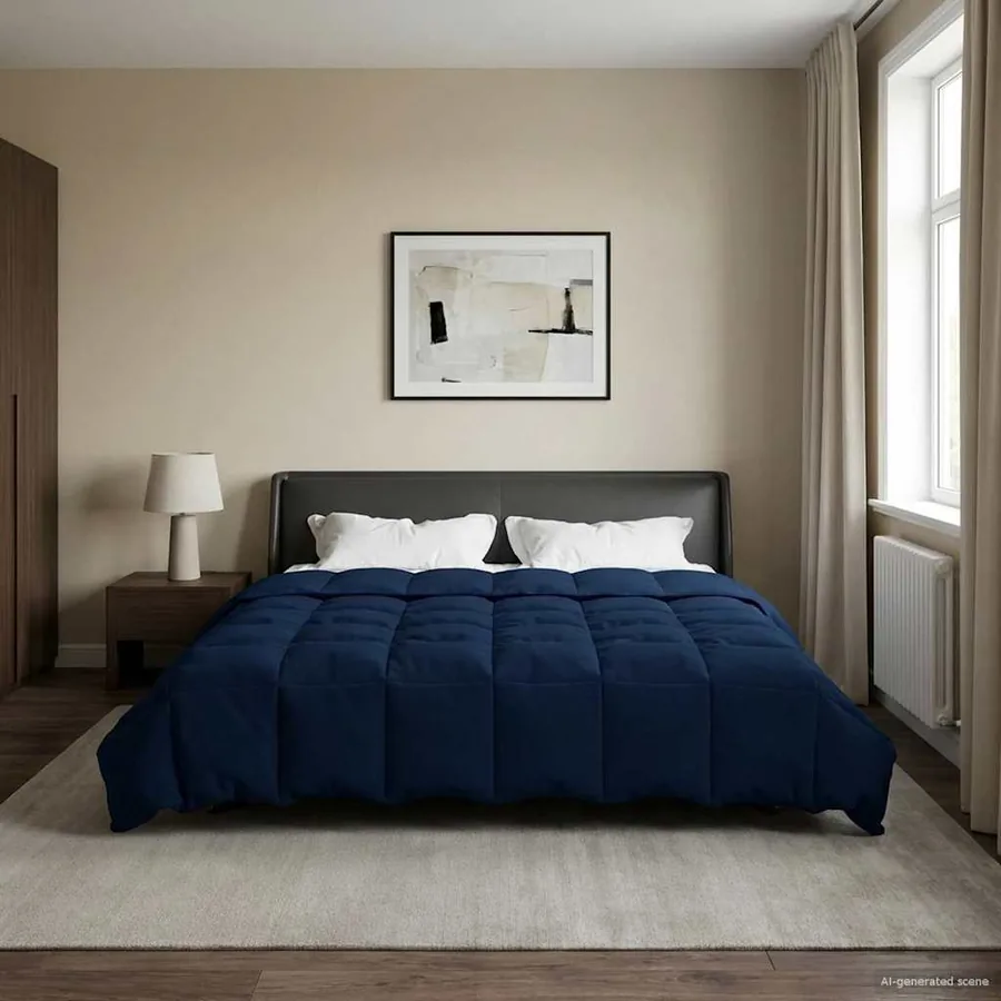 Duvet d'été simple Matelassé Bleu foncé 200 x 220 cm Microfibre