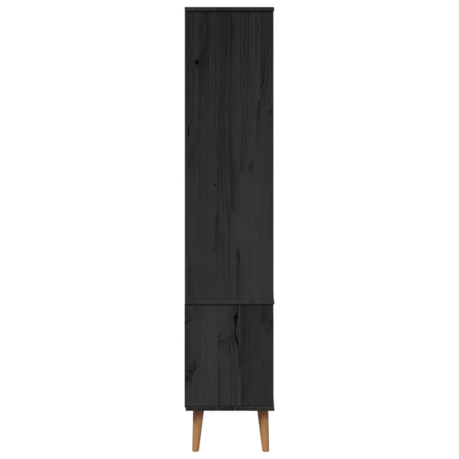 Vitrine en Verre MOLDE 90 x 35 x 175 cm Bois de pin massif Noir - 5