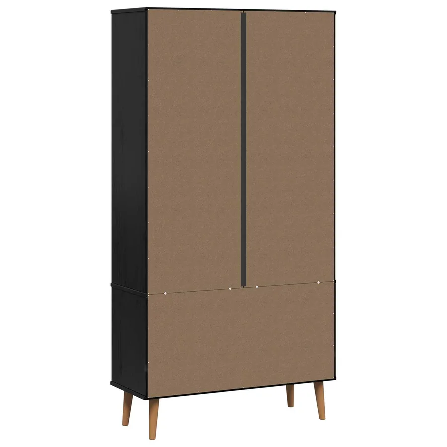 Vitrine en Verre MOLDE 90 x 35 x 175 cm Bois de pin massif Noir - 6