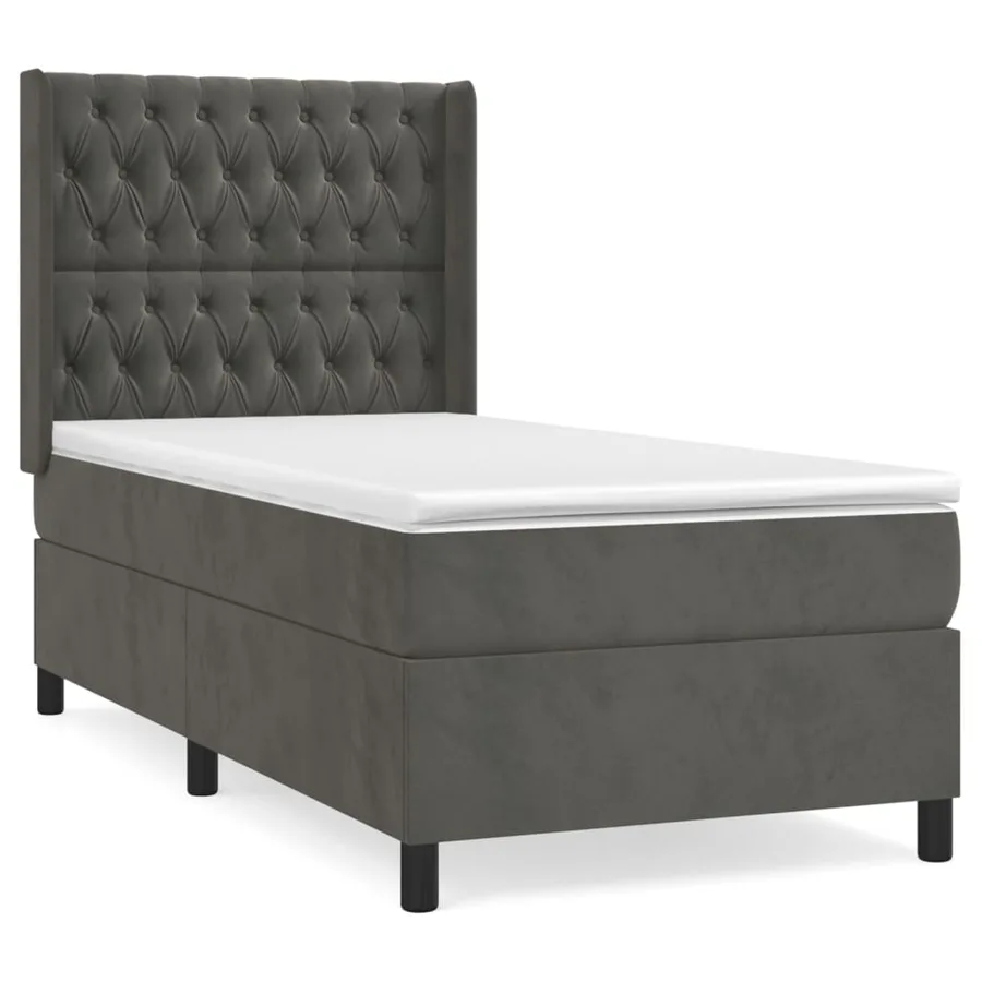 Sommier à lattes de lit et matelas Gris foncé 80x200 cm Velours - 2