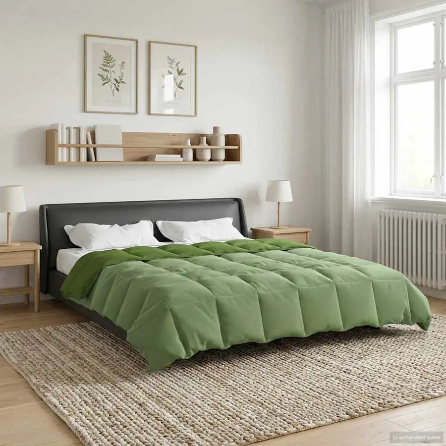 Duvet d'hiver Matelassé Vert 240 x 260 cm Microfibre - 4